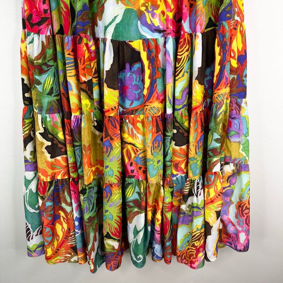 Lauren Ralph Lauren Floral Print Tiered Maxi Skirt M Lined - Picture 16 of 16